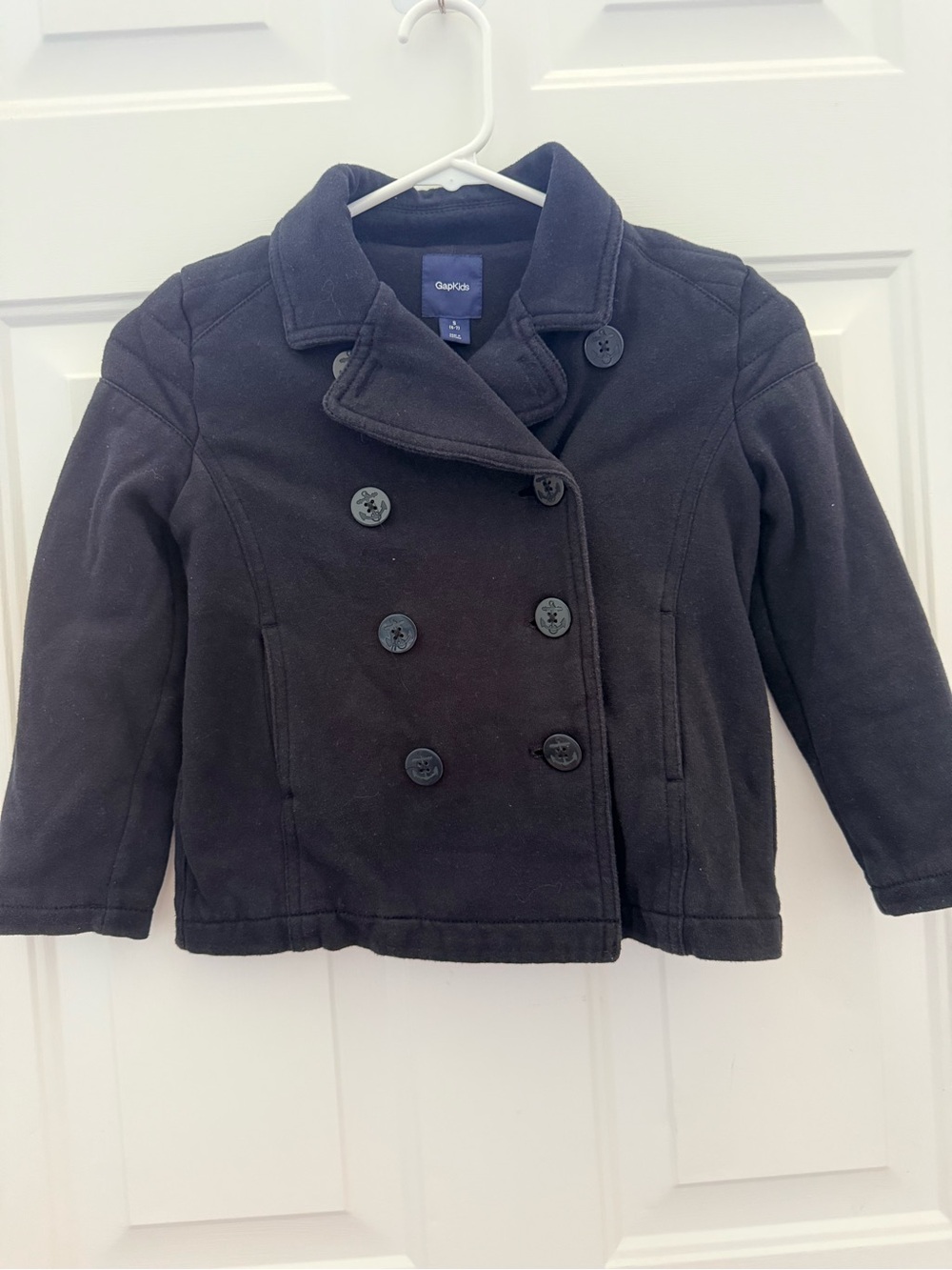 GAP Kids Black Double-Breasted Peacoat